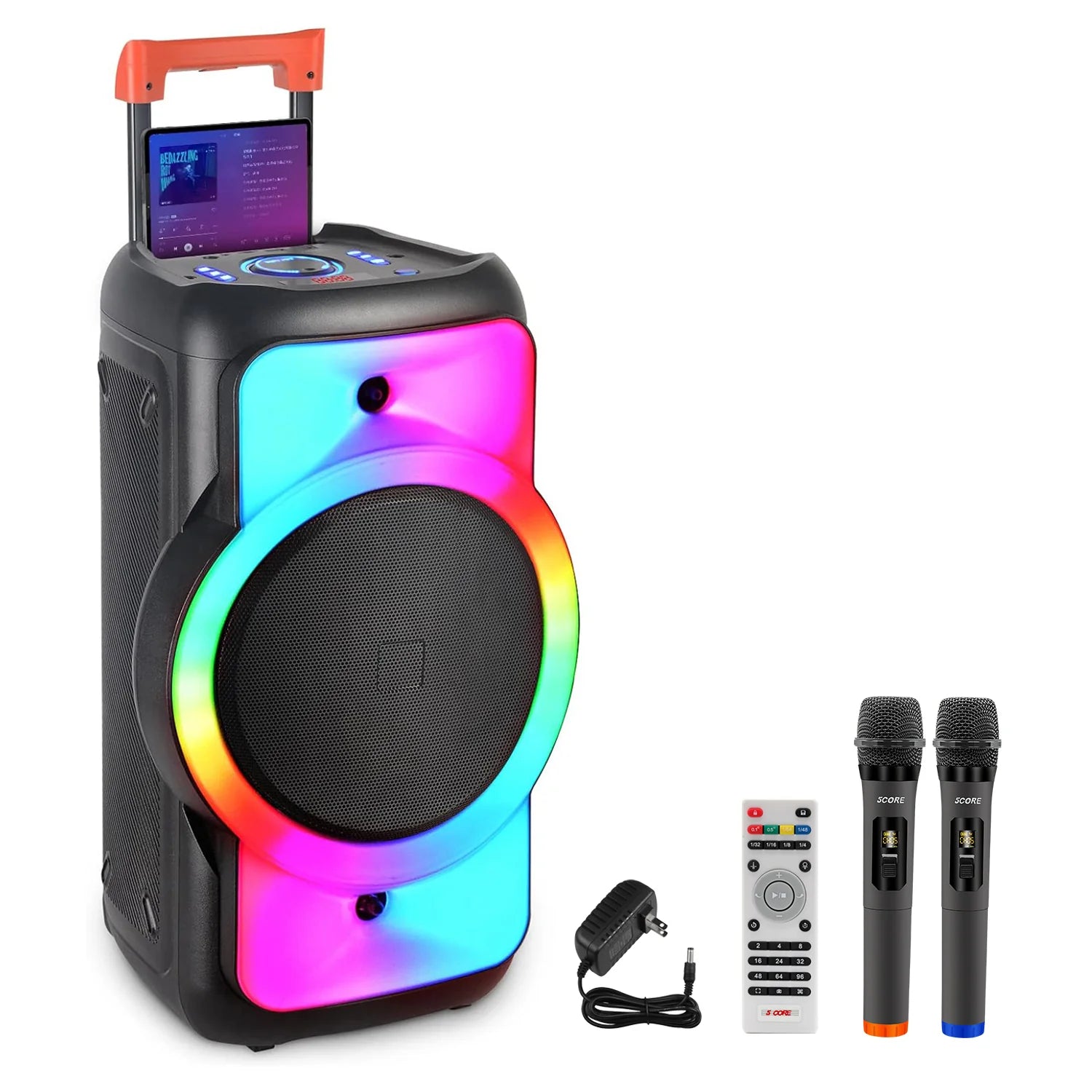 5Core Bluetooth Party Speaker 12 Inch PA RGB Partybox Karaoke Machine + 2 Wireless Mic