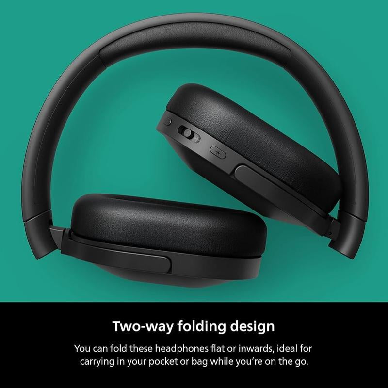 Philips Active Noise Cancelling Headphones Wireless Bluetooth H6506 Flat Folding Lightweight over Ear Wireless Headphones W/Multipoint Bluetooth Connection 30H Playtime with Deep Bass for Home/Office