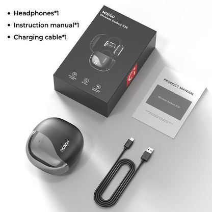 Christmas MINISO X38 Wireless Open Earbud, Noise Cancelling Headphone with Microphone, Hifi Stereo Noise Cancelling Sports Headphone for Electronic Devices