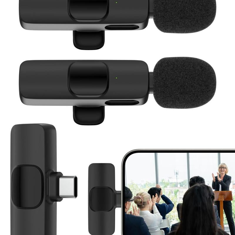 Wireless Lavalier Microphone USB C, Lavalier Bluetooth Microphone for Apple Iphone 16/15 Pro Max/ Plus, Lavalier Microphone Mini for Android Phone for Video Youtube Tiktok Vlog Audio Connect Bluetooth Microphone Streaming Wireless Lapel Clip Connection