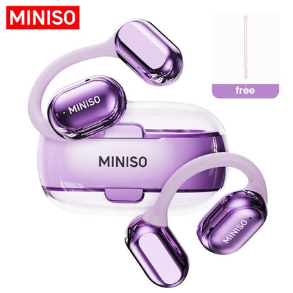 MINISO X39 Open Ear Bluetooth 5.4 Headphones, True Wireless over Ear Headsets, 40Hrs Long Battery Playtime for Music Work Earphones, Not in Ear Earbuds for Iphone Android Pink Purple Black