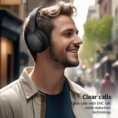 TOZO HA1 Bluetooth 5.4 Headphones, ENC Call Noise Cancelling with Mic over Ear Wireless Headset Foldable with 70H Playback, Stereo Bass, EQ Modes via Button & APP for Travel Home Black