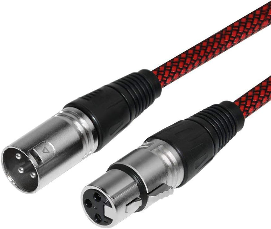 XLR Cable 100Ft Male to Female, Microphone XLR Cable 3 Pin Nylon Braided Balanced XLR Cable Mic DMX Cable Patch Cords with Oxygen-Free Copper Conductors