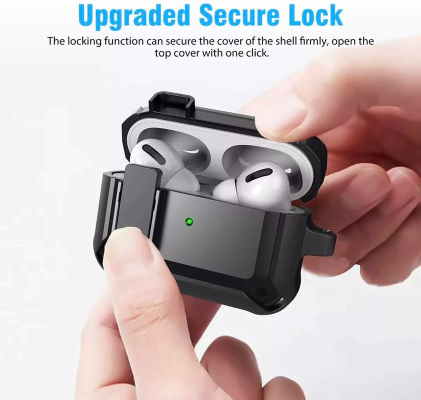 Protective Rugged Defender Case Cover for Apple Airpods Pro / Airpods Pro 2 / Airpods 3Rd / Airpods 2Nd / Generation Shockproof with Keychain Hook