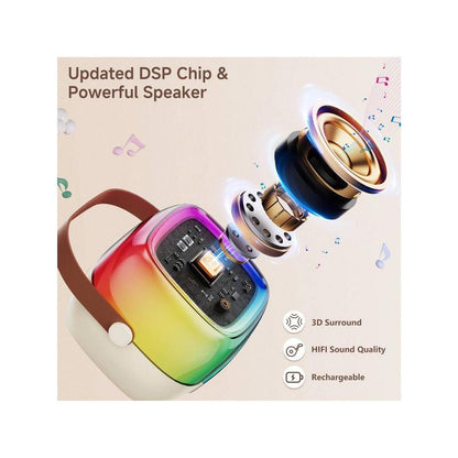 Digi Pals Mini Karaoke Machine, Portable Bluetooth Speaker with Wireless Microphone, Support TF/AUX Input/Funny Magic Voice, Gifts for Birthday Party Boys Girls