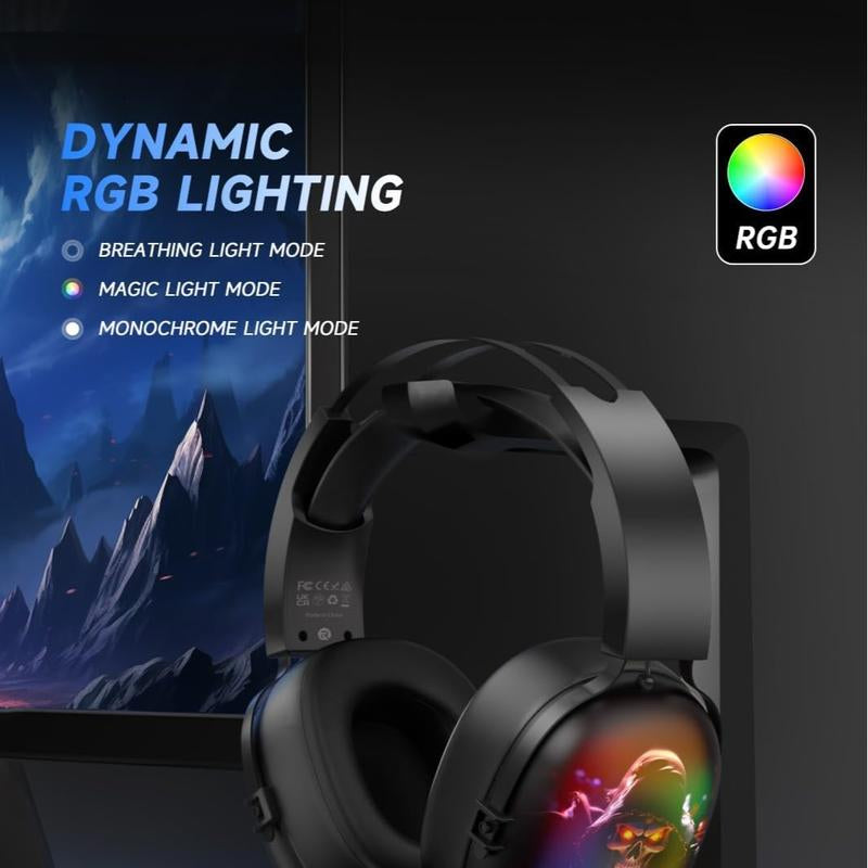 ZSL USB Gaming Headset - 7.1 Surround Sound, Noise-Canceling Mic, RGB Lighting, 50Mm Drivers, Compatible with PC, PS4/PS5, Mac, Laptop (Black) Audio Headphone