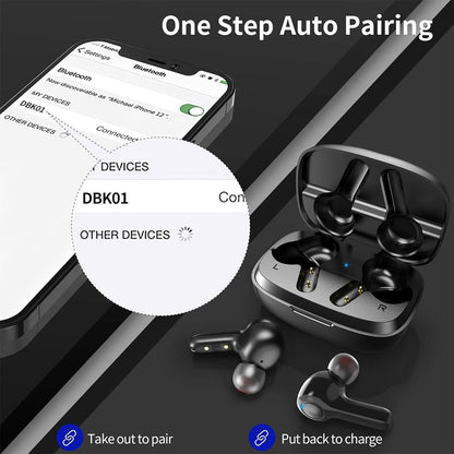 TWS Bluetooth Earbuds with Microphone, HD Calling, Touch Control, Heavy Bass, for Ios and Android, USB Charging, Portable Noise Cancellation Mobile Audio