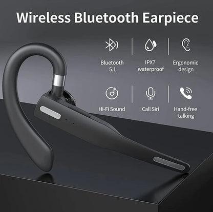 Trucker Wireless Headset Bluetooth 5.1 Earpiece Dual Mic Earbud Noise Cancelling