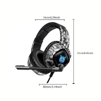 Wired Gaming Headset with LED Light, Adjustable Over-Ear Noise Cancelling Headphone with Microphone, Audio Earbud Electronic Electronic Audio Stereo Earbud Earphone