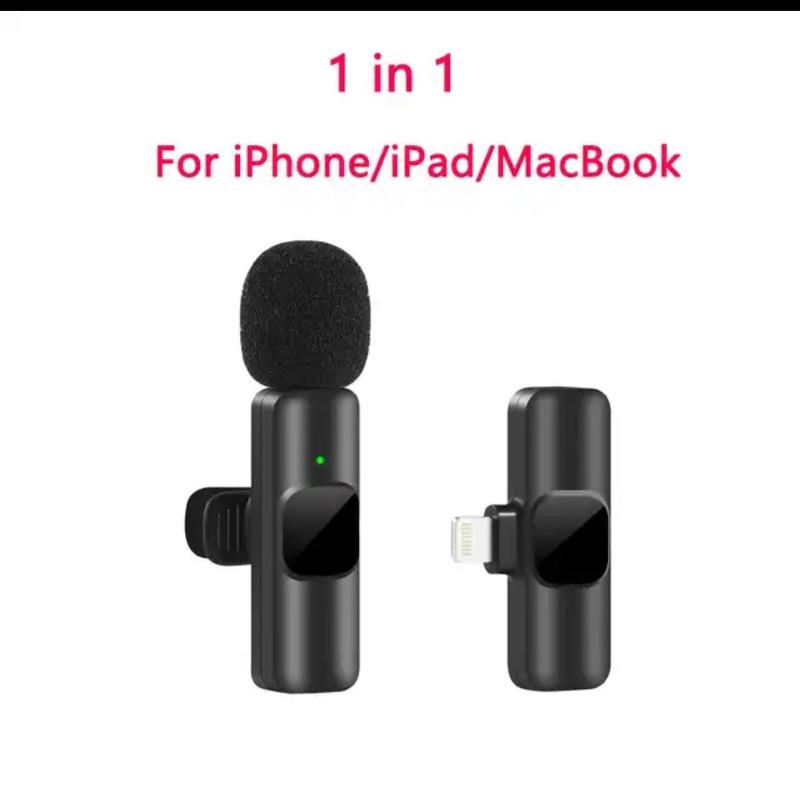 Wireless Lavalier Microphone, Portable Clip-On Microphone, Portable Mini Microphone for Video Recording, Live Streaming, Interviewing & Vlogging, Mini Noise-Canceling Radio Equipment for Iphone