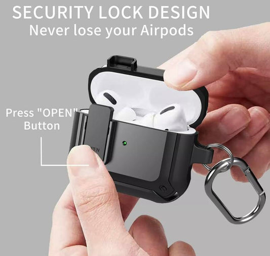 Protective Rugged Defender Case Cover for Apple Airpods Pro / Airpods Pro 2 / Airpods 3Rd / Airpods 2Nd / Generation Shockproof with Keychain Hook