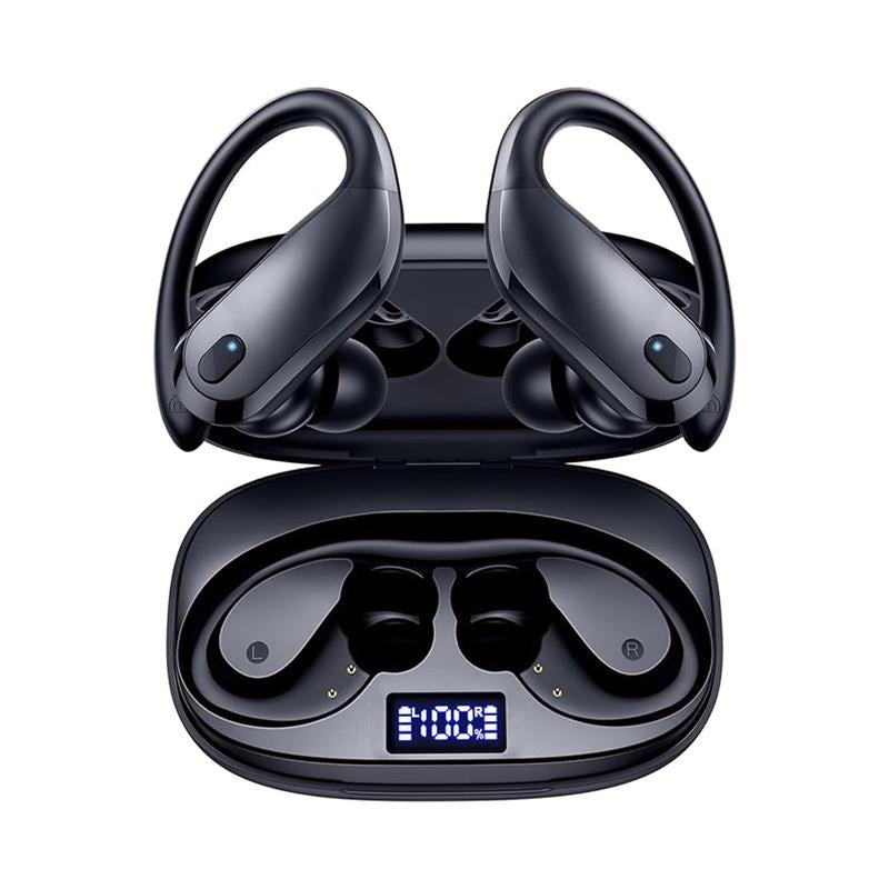 Wireless Earbuds V5.3: Over-Ear Buds with 90Hrs Playback, Wireless Charging, Waterproof Design, Sports Earhooks, Dual Power Display