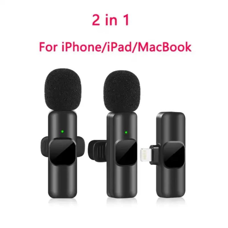 Wireless Lavalier Microphone, Portable Clip-On Microphone, Portable Mini Microphone for Video Recording, Live Streaming, Interviewing & Vlogging, Mini Noise-Canceling Radio Equipment for Iphone